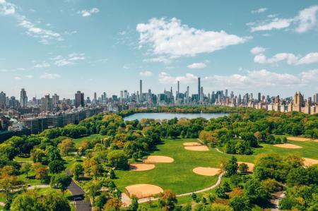 Central Park, no distrito de Manhattan, um dos principais cartões-postais de Nova York