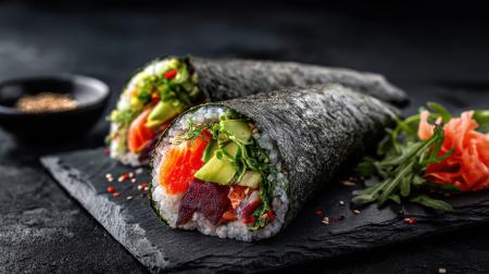 Salmão, arroz, alga e acompanhamentos formam a base de um dos pratos japoneses mais populares no Brasil.
