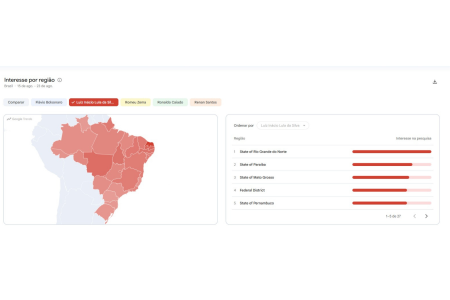 Lula tem maior volume de buscas no Rio Grande do Norte • Reprodução | Google Trends