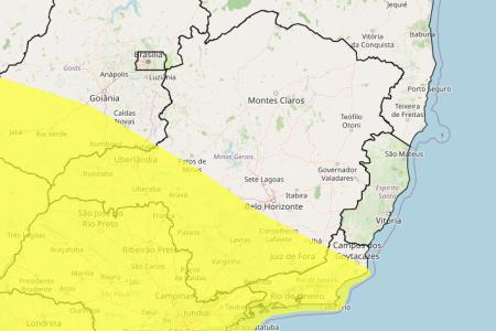 Tempestade e granizo em MG: veja lista das 388 cidades sob alerta nesta quinta (10) • Reprodução/ Inmet