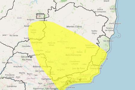 Tempestade e granizo em MG: veja lista das 661 cidades sob alerta nas próximas horas • Reprodução/ Inmet