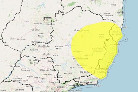 Tempestade e granizo em MG: veja lista das 442 cidades sob alerta nesta quarta (16) • Reprodução/ Inmet