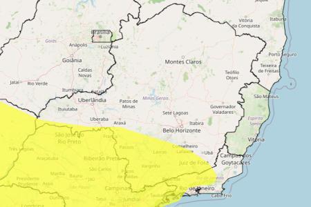 Tempestade e granizo em MG: veja lista das 269 cidades sob alerta nas próximas horas • Reprodução/ Inmet