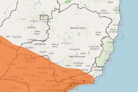 Tempestade e granizo em MG: veja lista das 190 cidades sob alerta nesta quarta (30) • Reprodução/ Inmet