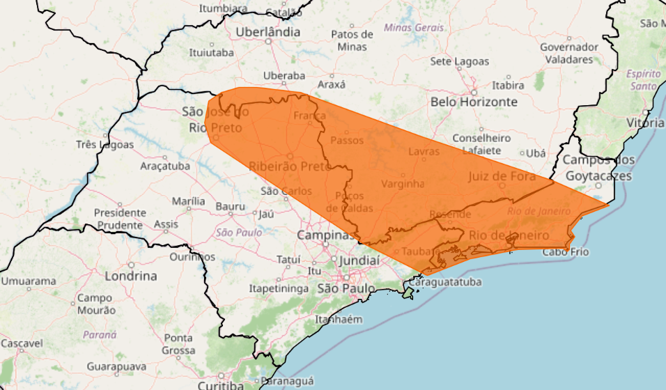 Inmet emite alerta laranja de tempestade para a região nesta terça
