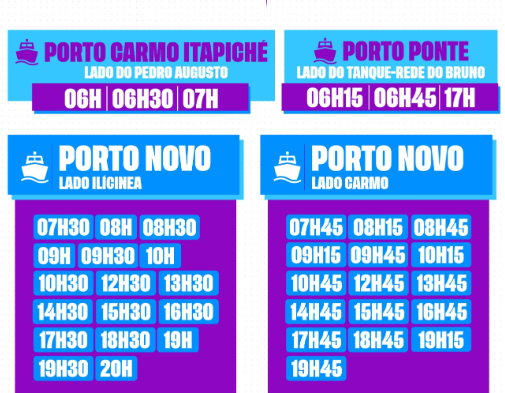 Prefeitura divulga horários de travessia do Porto e da Balsa Itapiché