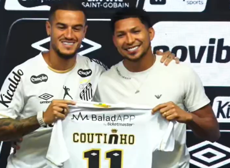 Philippe Coutinho é apresentado no Santos e 'ganha' número 11 de Rony