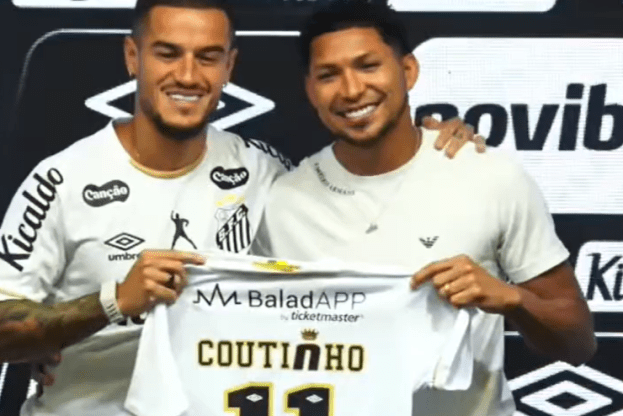 Philippe Coutinho é apresentado no Santos e 'ganha' número 11 de Rony