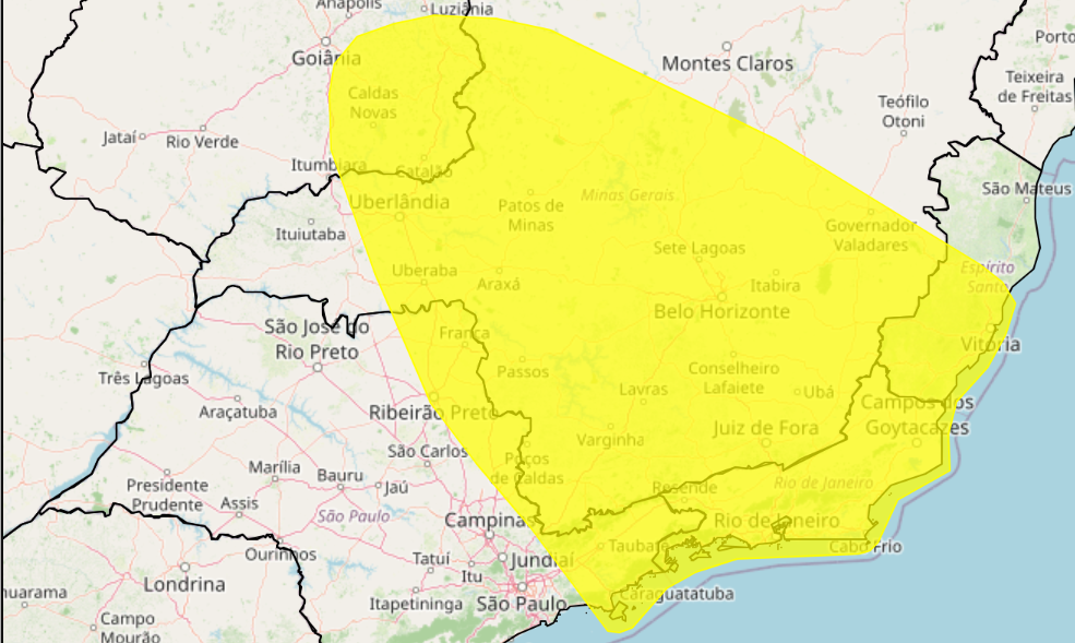 INMET emite alerta amarelo de tempestade para cidades do Sul de Minas