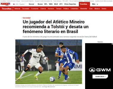 Publicação do jornal Marca, da Espanha, sobre Gustavo Scarpa, do Atlético • Reprodução / Marca