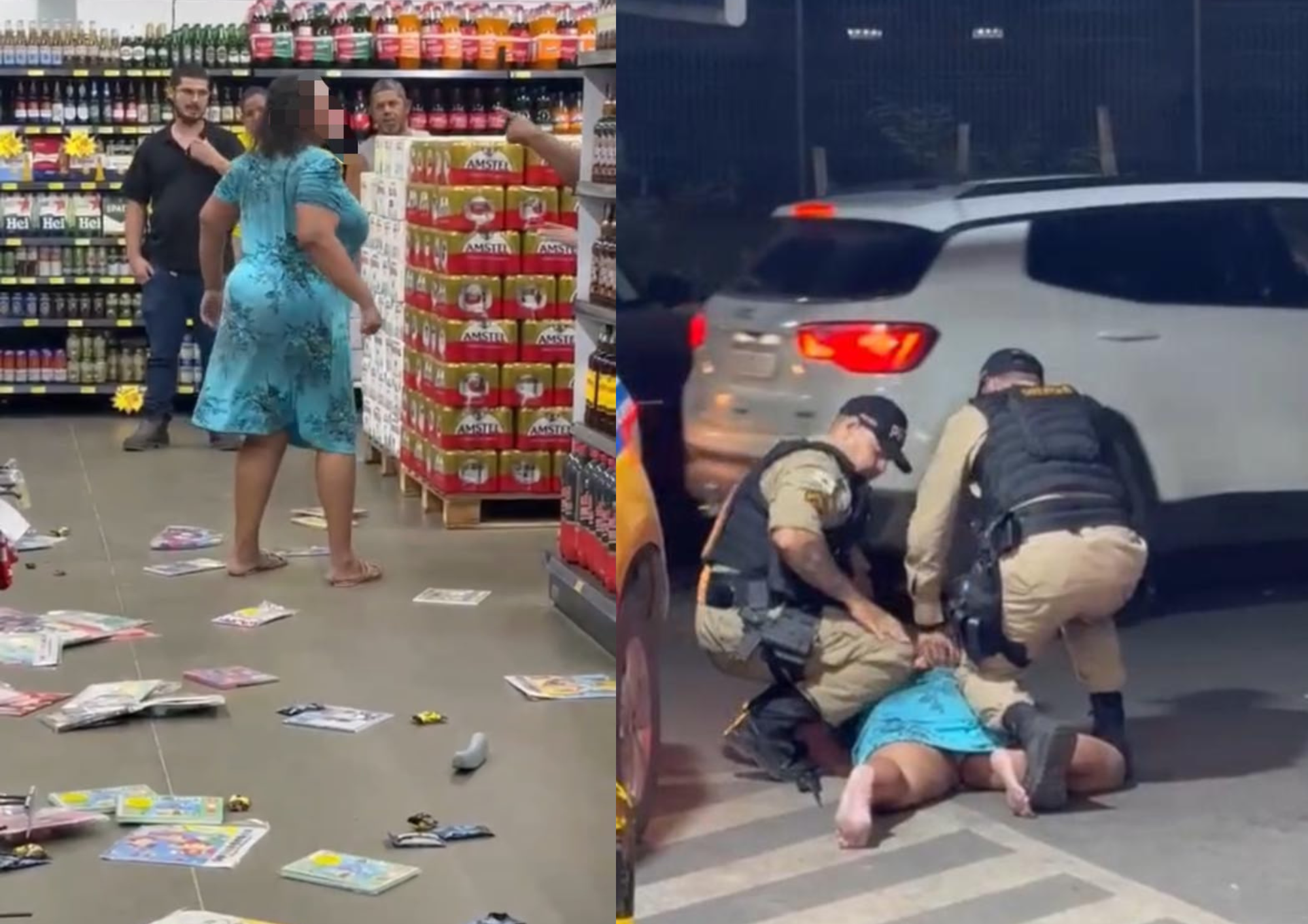 Mulher é presa após destruir produtos e agredir policial em supermercado no Norte de Minas