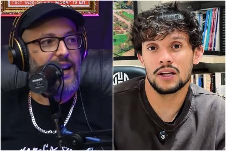 Cauê Moura, youtuber, e Gustavo Scarpa, meio-campista do Atlético