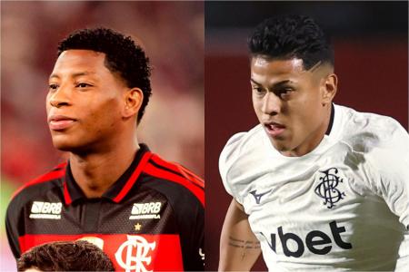Gonzalo Plata, do Flamengo, e Matheus Martins, do Botafogo