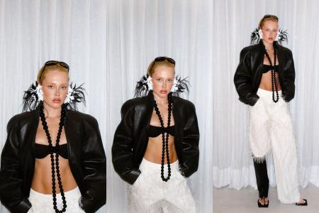 Malu Borges aposta em look preto e branco para o primeiro dia de Rock in Rio • Luiz Costa