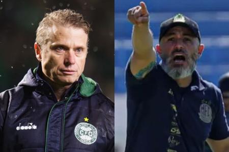 Técnico Fernando Seabra, do Coritiba e Rafael Guanaes, técnico do Mirassol