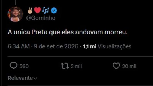 Gominho alfinetou pelo X • Reprodução/X