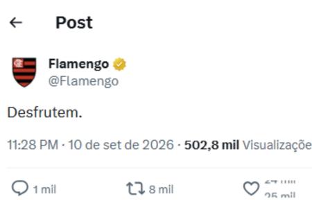 Flamengo provoca Abel Ferreira após vitória na Libertadores • Reprodução/X Flamengo