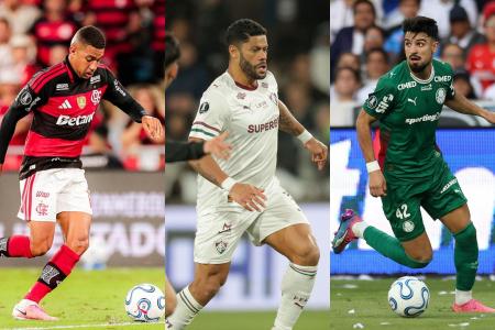 Samu Lino, do Flamengo, Hulk, do Fluminense e Flaco Lopez, do Palmeiras