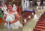 Sem adiar o sonho: casamento é realizado em igreja alagada nas Filipinas