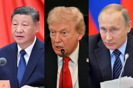 Na foto, Xi Jinping, Donald Trump e Vladimir Putin • AFP