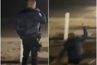 Vídeo: guarda civil cai em cratera aberta após rompimento de adutora no litoral de SP