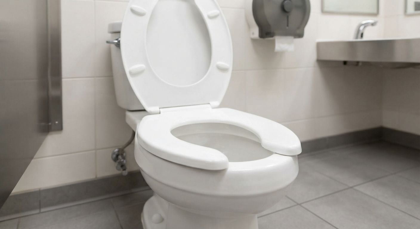 Por que o vaso sanitário de banheiro público tem uma abertura na frente em formato de U?