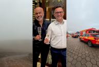 Helicóptero com Rick e Bruno Avelar: buscas continuam em SC com cães e drones