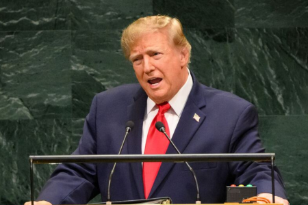 Presidente dos Estados Unidos, Donald Trump, discursa no Debate Geral da 81ª Assembleia Geral da ONU, em Nova York