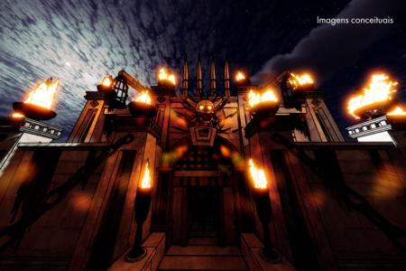 Atração de terror durante o evento temático de halloween do Hopi Hari, Hora do Horror, em 2023.