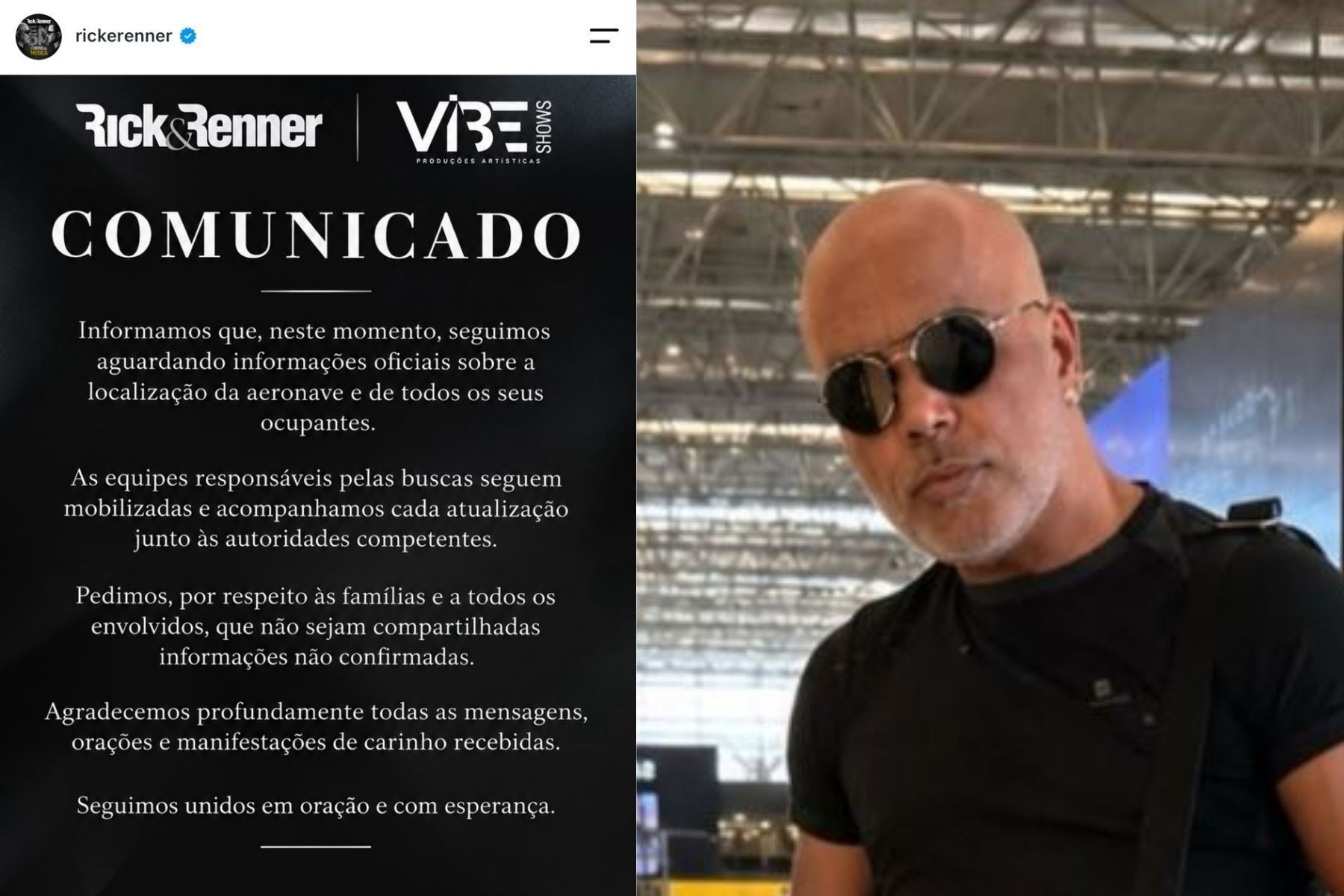 Equipe de Rick pede orações e atualiza informações de helicóptero desaparecido em SC