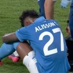 Alisson Santos se machuca em Napoli x Arsenal pela Champions League e preocupa