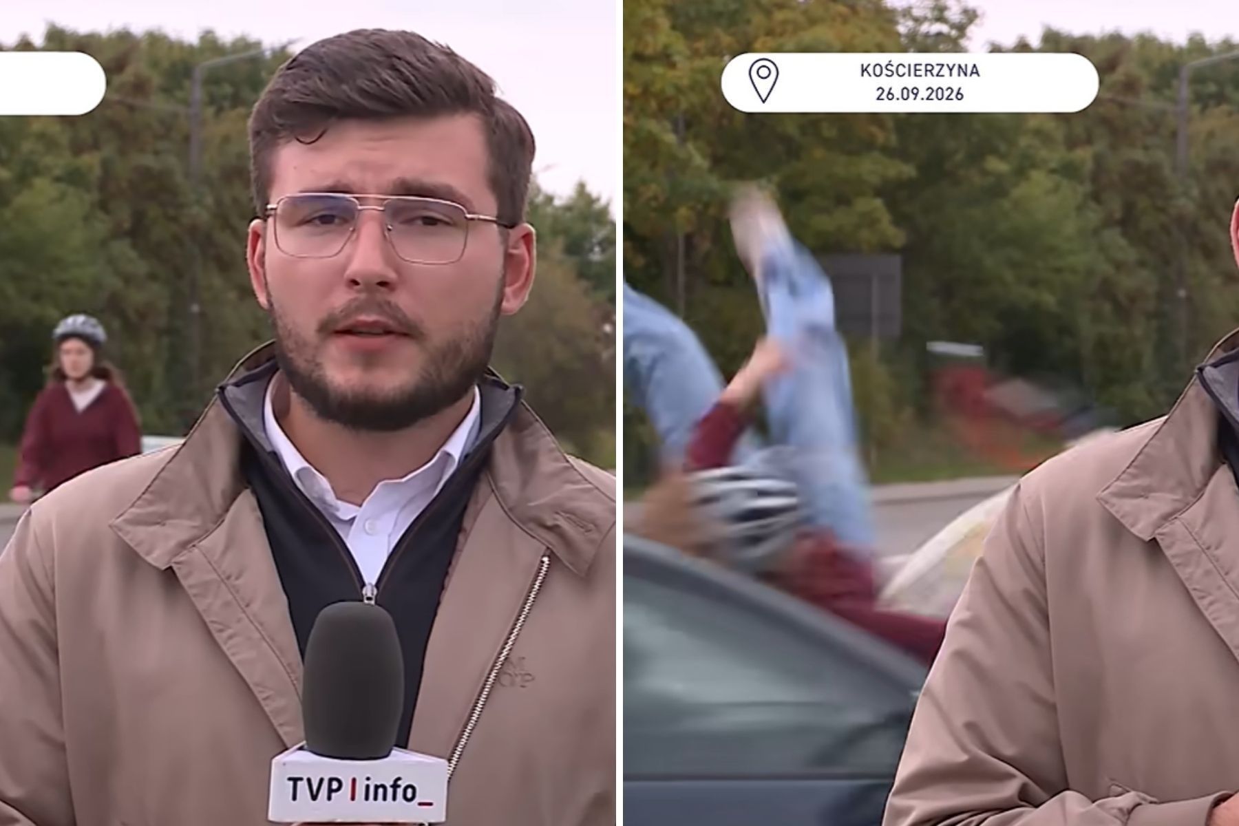 Adolescente é atropelada ao vivo durante reportagem de TV na Polônia; veja vídeo