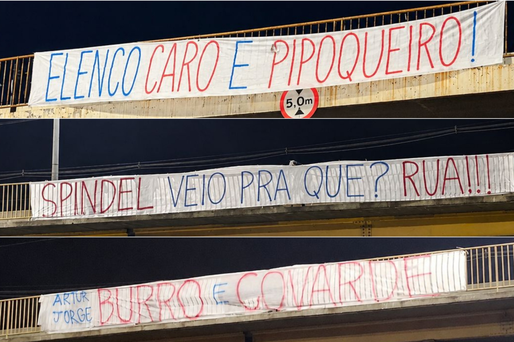 Cruzeiro: faixas contra Artur Jorge, Bruno Spindel e elenco são afixadas em BH