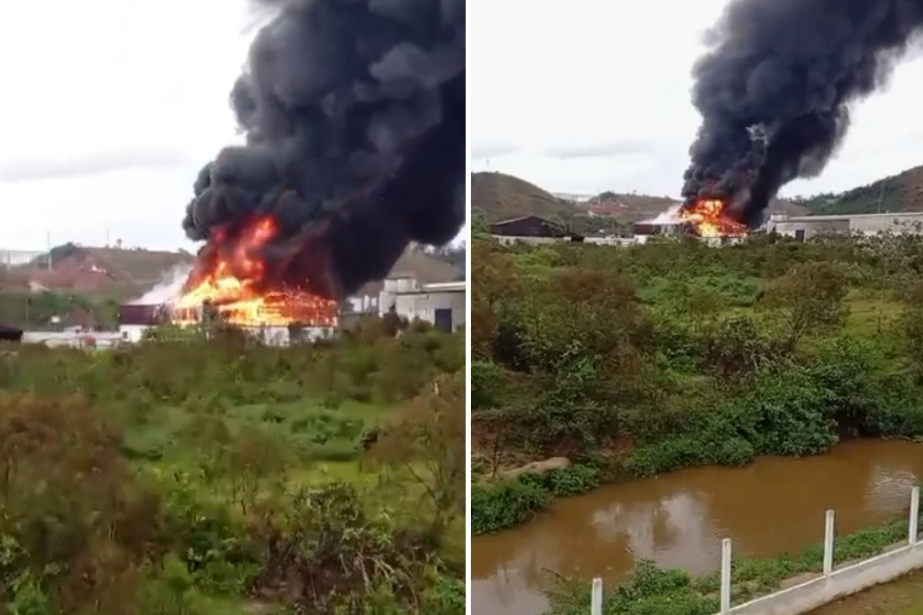 Vídeo: fábrica de telhas pega fogo em Juiz de Fora
