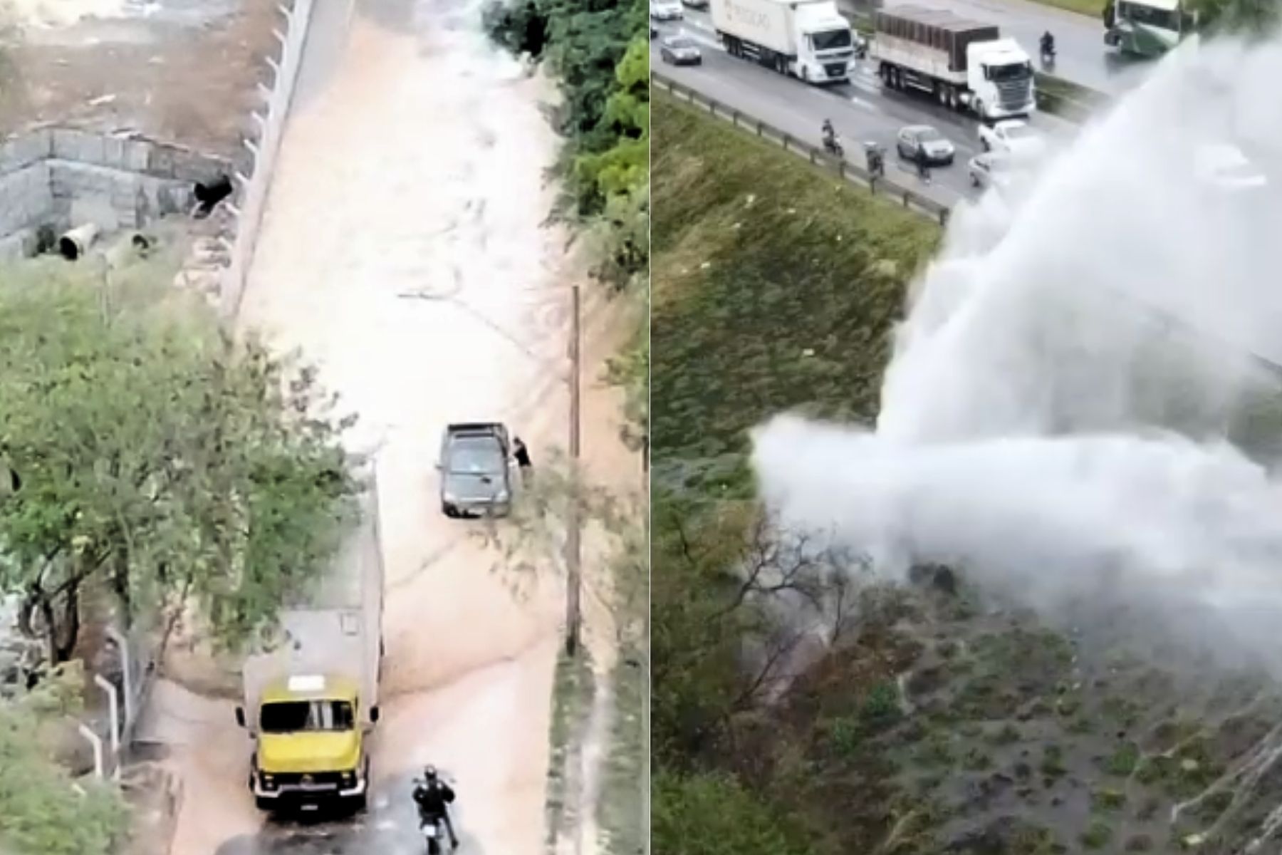 Vídeo: vazamento da Copasa às margens da BR-040 alaga rua que dá acesso ao Ceasa