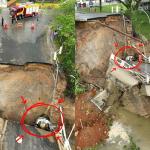 Ponte desaba, carro cai em rio e casal de idosos fica ferido em SC; veja imagens