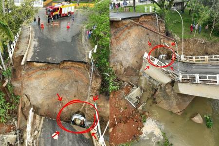 Ponte se rompeu na manhã desta sexta-feira (18) no interior de SC.