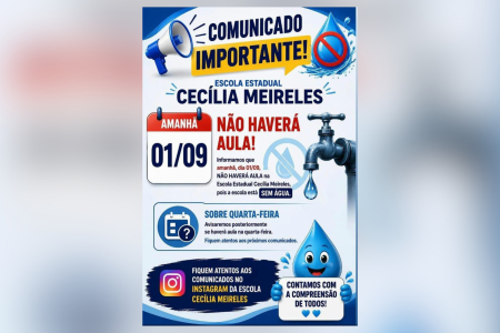 Comunicado divulgado pela Escola Estadual Cecília Meireles na segunda-feira (31) • Reprodução/Redes Sociais