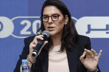 Fatima Ezzahra El Mansouri, durante uma coletiva de imprensa em Rabat, em 24 de setembro de 2026