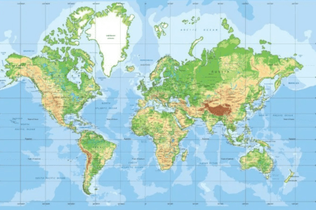 Na projeção de Mercator, regiões como a Groenlândia e a Europa parecem muito maiores do que são no tamanho real • Reprodução/Redes Sociais