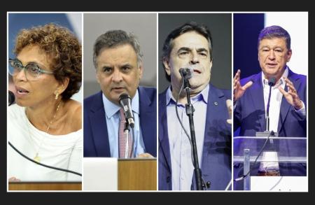Marília Campos (PT), Aécio Neves (PSDB), Domingos Sávio (PL) e Carlos Viana (PSD) disputam corrida pelo Senado em Minas