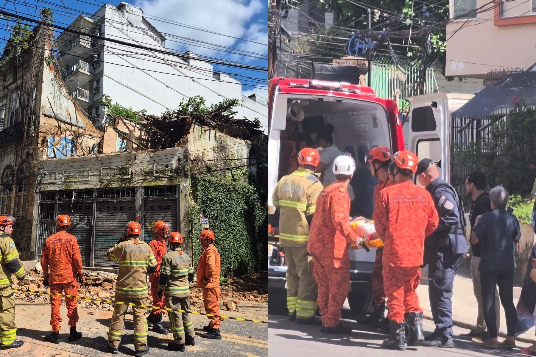 Mãe e filha ficam feridas após parte de casarão desabar no Rio