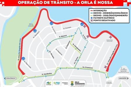 Trecho em que a orla ficará disponível exclusivamente para pedestres • PBH