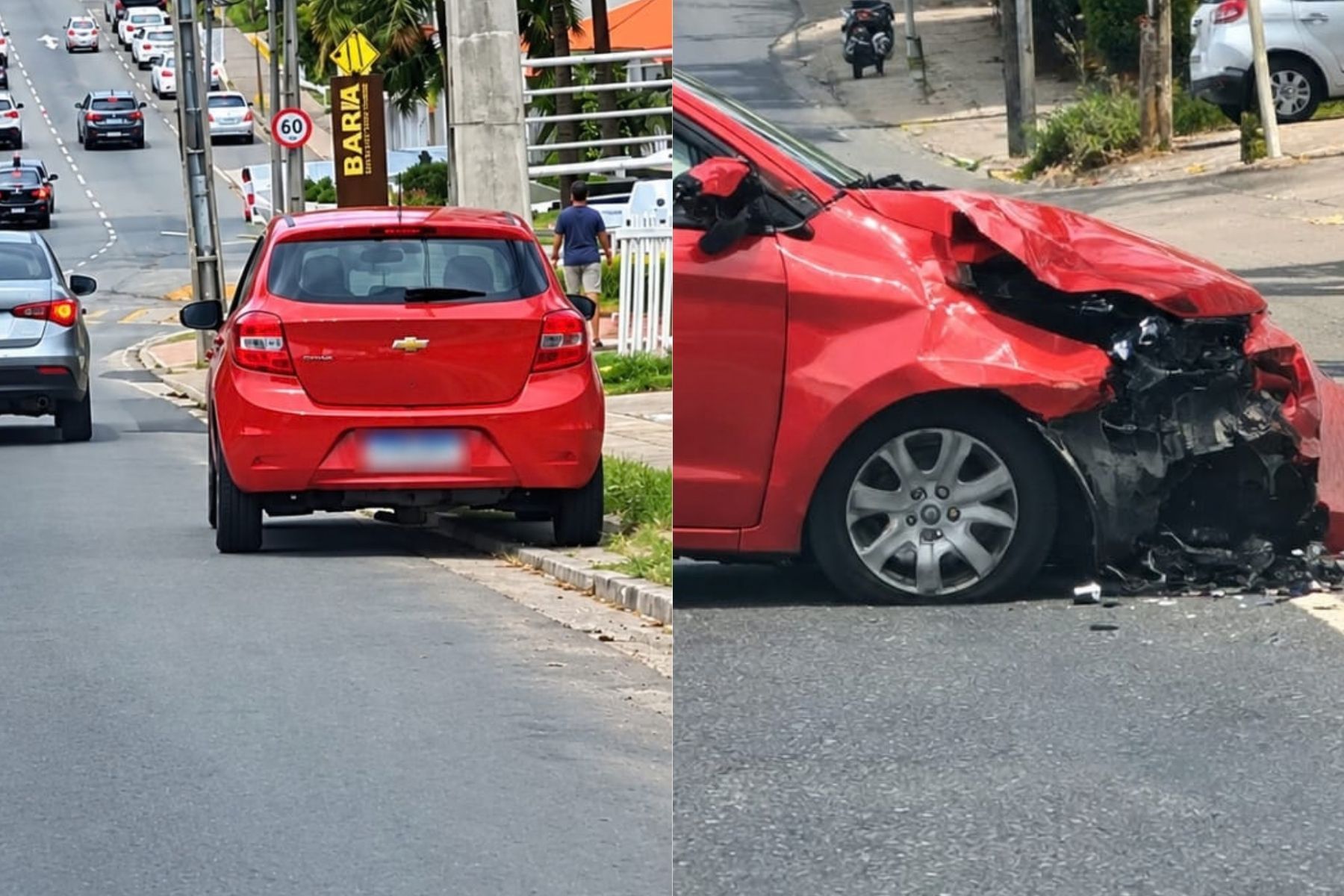 Motorista fica ferido após colidir contra poste na Avenida Rio Branco no Manoel Honório