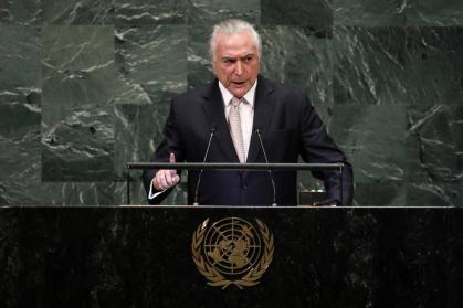 Presidente Michael Temer discursa na aberta da 72ª Assembleia Geral da ONU, em Nova York