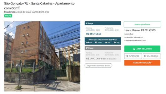 Imóvel com desconto de 50% na plataforma da Franco Leilões • Franco Leilões/ Reprodução