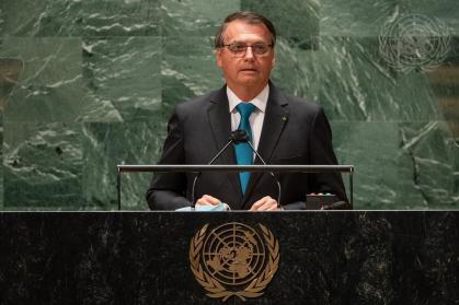 Presidente Jair Bolsonaro discursa na abertura da 76ª Assembleia Geral da ONU, em Nova York