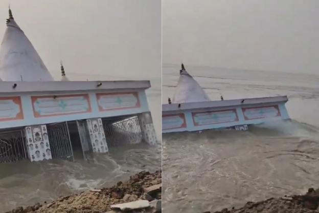 Impressionante: templo de Shiva de quase 150 anos é levado pelo Rio Ganges após erosão na Índia