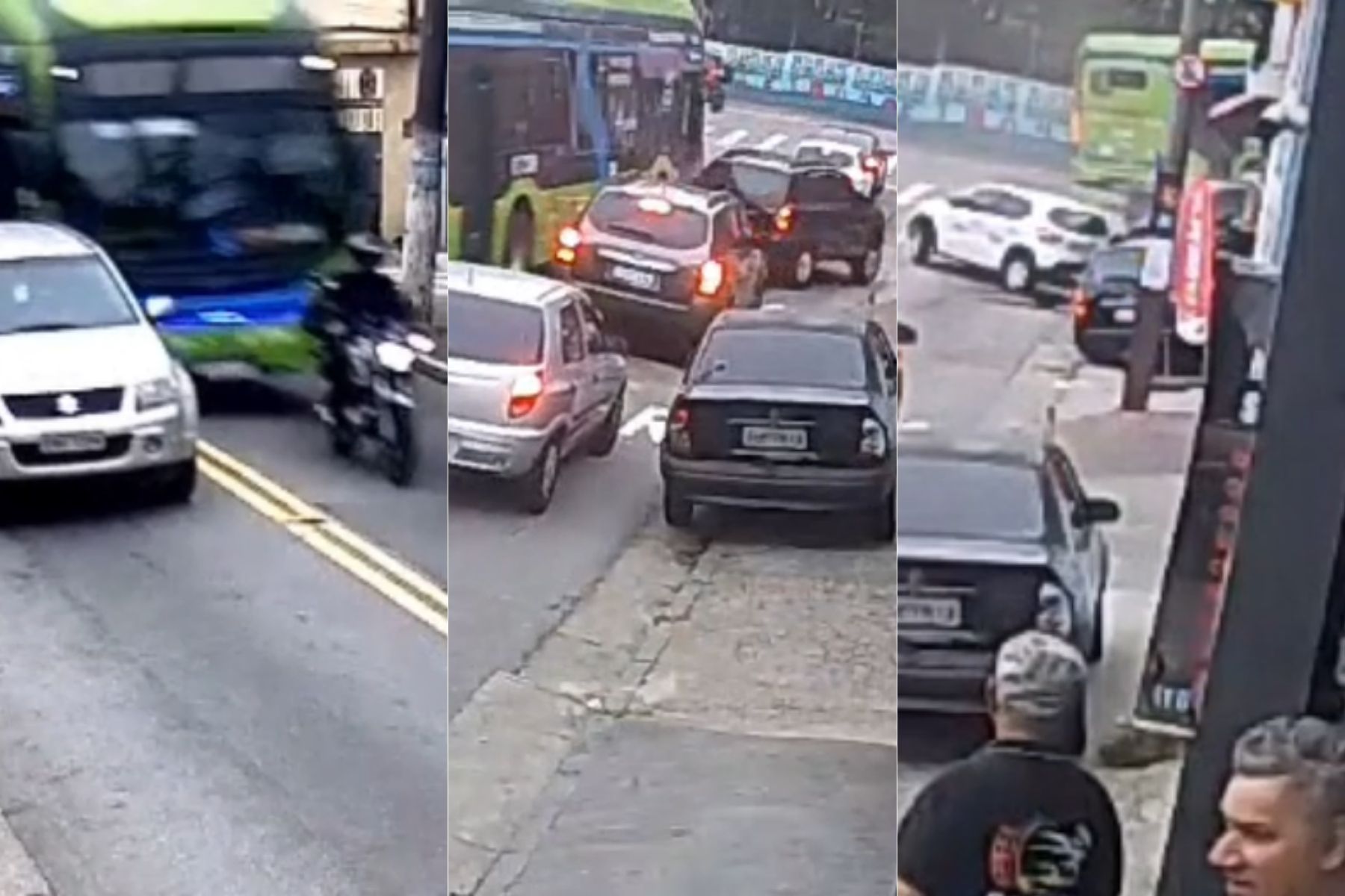 Vídeo: ônibus bate em veículos e muro de escola após perder freio em SP