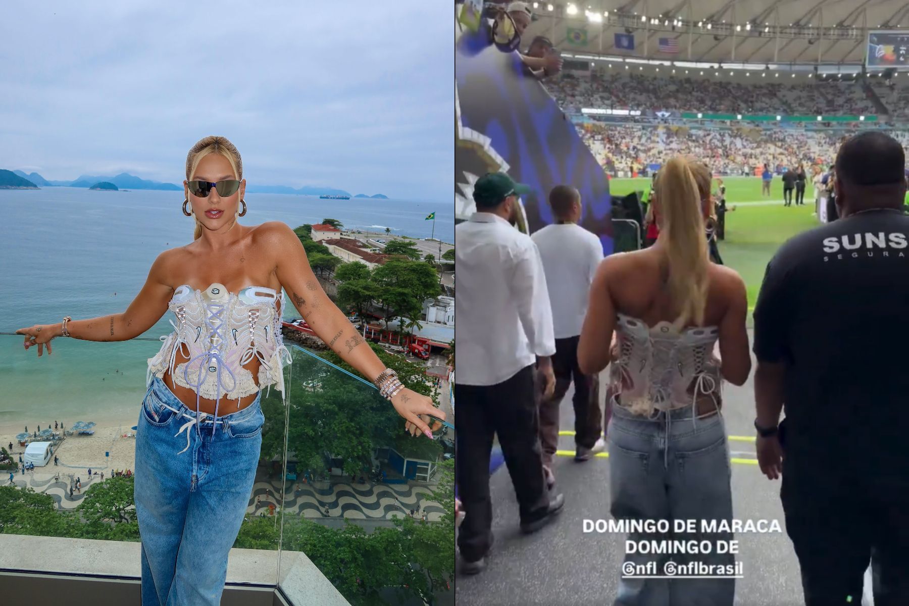 Virginia chega escoltada em jogo da NFL no Rio de Janeiro